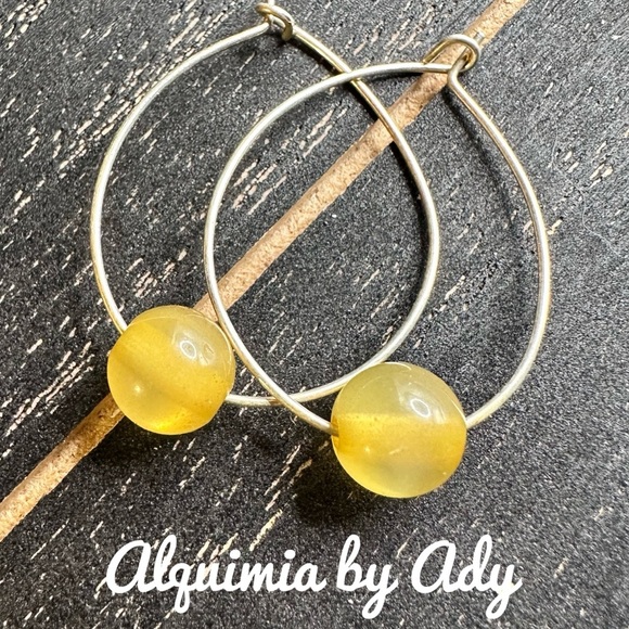 Alquimia Yellow and Silver Hoop Earrings with Luminous Beads - Picture 1 of 1